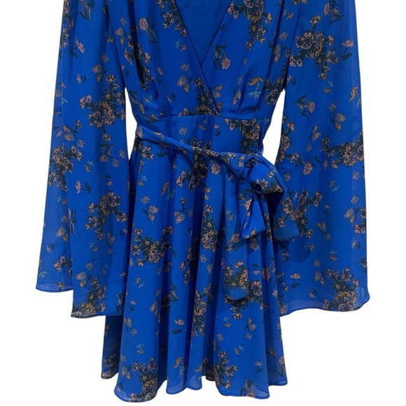 Free People Lilou Printed Bell Sleeve Dress in Cobalt Combo Fairycore Size S - Picture 5 of 13